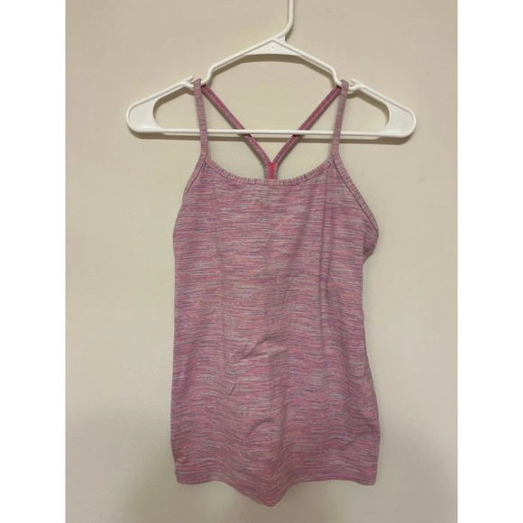 LULULEMON womens 6 light purple space dye power Y luon tank top built in bra - Picture 1 of 4